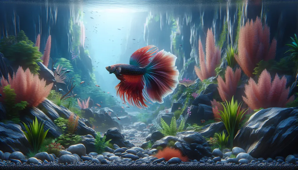 Arată un pește Betta întrun mediu acvatic realistic