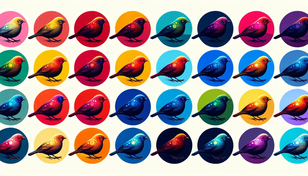 Trebuie să arate diferite culorile cerchii la păsările realistice